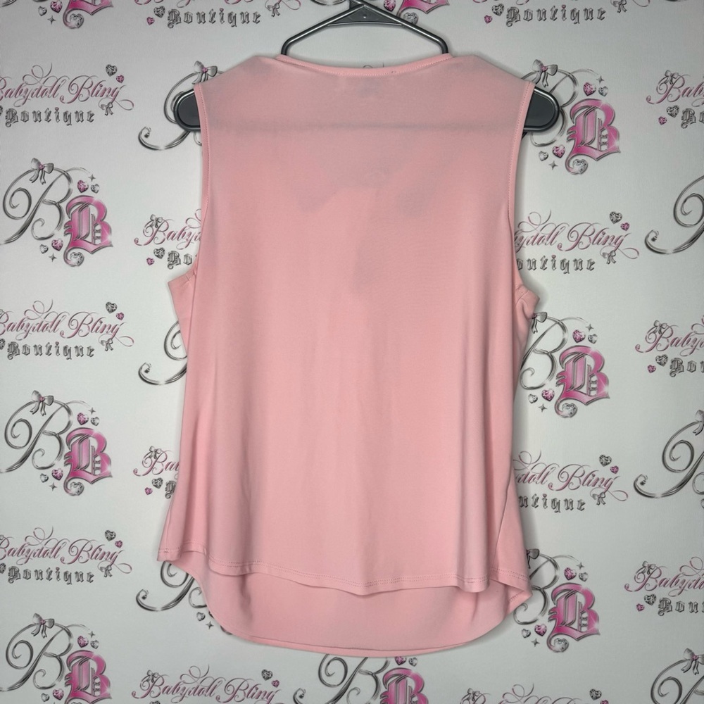Melanie Lyne top tank pink twist front design luxury formal shirt  stretchy - Picture 3 of 8